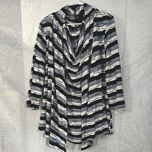 New Directions Navy Blue, Light Blue and White Striped Cardigan & Sleeveless Top